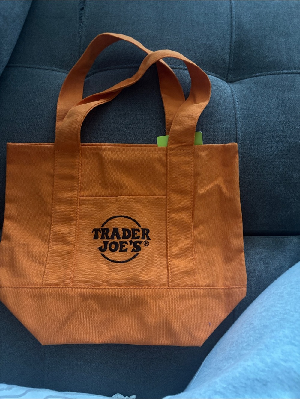 Trader Joe Orange Canvas Tote Bag